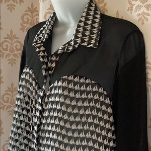 Love Marks sailboat print sheer blouse M